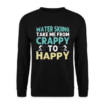 Water skiing takes me from crappy to happy - Unisex Sweatshirt - black - Front - Alina (178cm) & Michal (187cm)