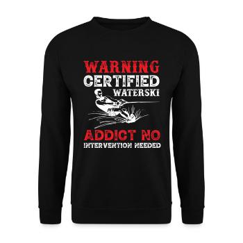 Warning Certified Water Ski Addict - Unisex Sweatshirt - black - Front - Alina (178cm) & Michal (187cm)