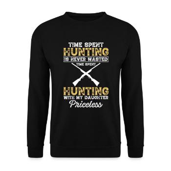 Time spent hunting is - Unisex Sweatshirt - black - Front - Alina (178cm) & Michal (187cm)