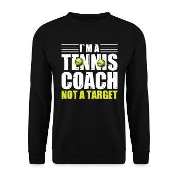Ich Bin Ein Tennistrainer Und Keine Zielscheibe - Unisex Pullover - Schwarz - Vorne - Alina (178cm) & Michal (187cm)