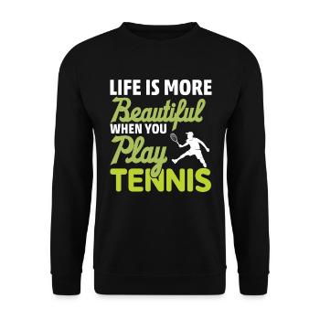 La vie est meilleure quand vous jouez au tennis - Sweat-shirt Unisexe - noir - Devant - Alina (178cm) & Michal (187cm)