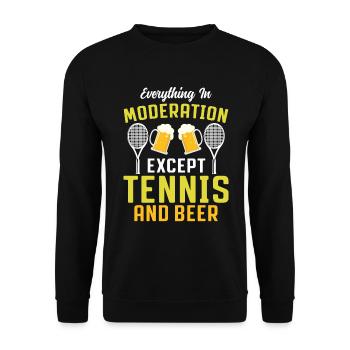 Alles In Maßen Außer Tennis Und Bier - Unisex Pullover - Schwarz - Vorne - Alina (178cm) & Michal (187cm)