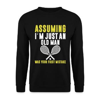 Angenommen Ich Bin Nur Ein Alter Mann - Tennis - Unisex Pullover - Schwarz - Vorne - Alina (178cm) & Michal (187cm)