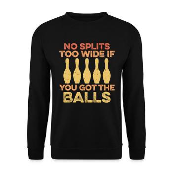 Kein Spagat Zu Weit Wenn Du Die Eier Hast - Unisex Pullover - Schwarz - Vorne - Alina (178cm) & Michal (187cm)