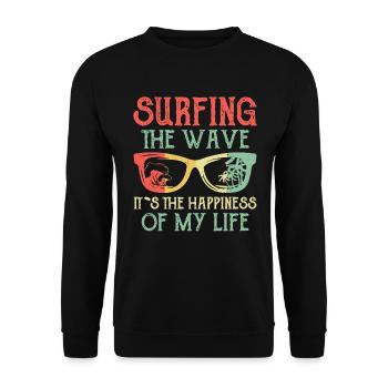 Surfing the wave is the happiness of my life - Unisex Sweatshirt - black - Front - Alina (178cm) & Michal (187cm)