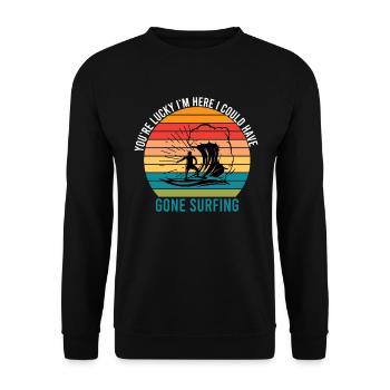Tu as de la chance que je sois là j’aurais surfé - Sweat-shirt Unisexe - noir - Devant - Alina (178cm) & Michal (187cm)