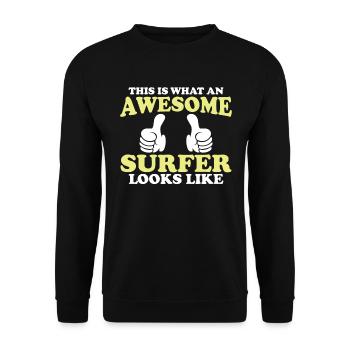 So Sieht Ein Toller Surfer Aus - Surfen - Unisex Pullover - Schwarz - Vorne - Alina (178cm) & Michal (187cm)