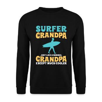 Surf Opa Wie Ein Normaler Opa Nur Viel Cooler - Unisex Pullover - Schwarz - Vorne - Alina (178cm) & Michal (187cm)