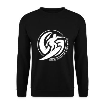 Das Leben Ist Besser Auf Einem Surfbrett - Surfen - Unisex Pullover - Schwarz - Vorne - Alina (178cm) & Michal (187cm)