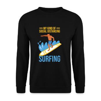 My way of social distancing - surfing - Unisex Sweatshirt - black - Front - Alina (178cm) & Michal (187cm)