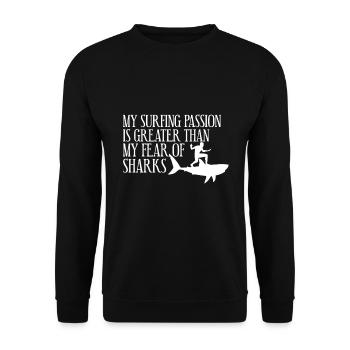 Ma passion pour le surf est plus grande - Sweat-shirt Unisexe - noir - Devant - Alina (178cm) & Michal (187cm)