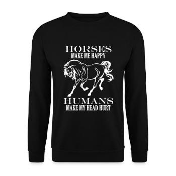 Les chevaux me rendent heureux Les gens ne le font pas - Sweat-shirt Unisexe - noir - Devant - Alina (178cm) & Michal (187cm)