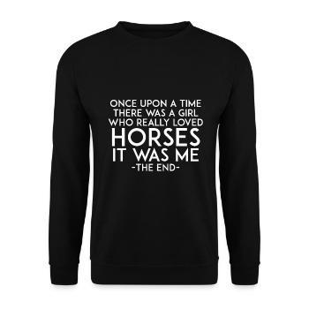 Es War Einmal Ein Mädchen Das Pferde Liebte - Unisex Pullover - Schwarz - Vorne - Alina (178cm) & Michal (187cm)
