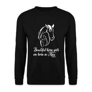 Beautiful horse girls are born in May - Unisex Sweatshirt - black - Front - Alina (178cm) & Michal (187cm)
