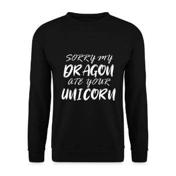 Sorry My dragon has your unicorn - Unisex Sweatshirt - black - Front - Alina (178cm) & Michal (187cm)