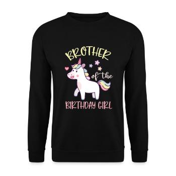 Frère d’un garçon d’anniversaire - licorne - Sweat-shirt Unisexe - noir - Devant - Alina (178cm) & Michal (187cm)