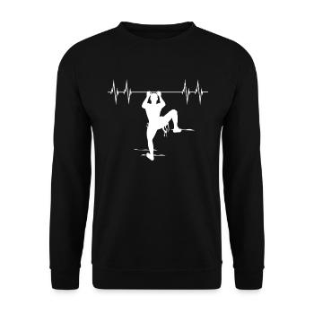 Climbing Heartbeat Line Mountaineering Gift - Unisex Sweatshirt - black - Front - Alina (178cm) & Michal (187cm)