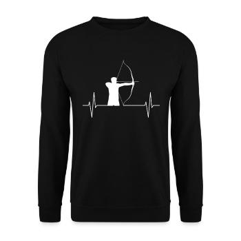 Bogenschießen Herzlinie Bogenschütze Geschenk - Unisex Pullover - Schwarz - Vorne - Alina (178cm) & Michal (187cm)