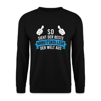 Bester Arbeitskollege Spruch Geschenk Herren - Unisex Pullover - Schwarz - Vorne - Alina (178cm) & Michal (187cm)