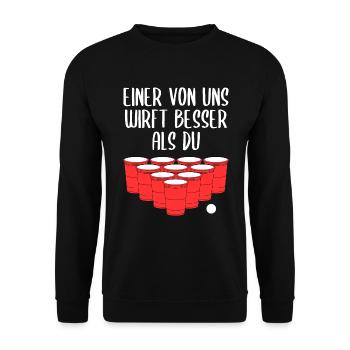 Beer Pong Bier Pong Lustiger Spruch Geschenk - Unisex Pullover - Schwarz - Vorne - Alina (178cm) & Michal (187cm)