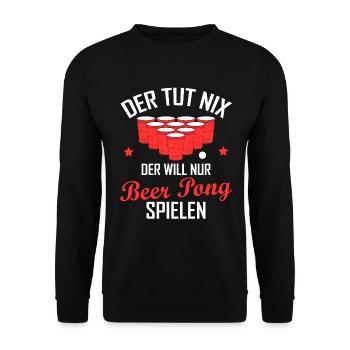 Beer Pong Bier Pong Lustiger Spruch Geschenk - Unisex Pullover - Schwarz - Vorne - Alina (178cm) & Michal (187cm)