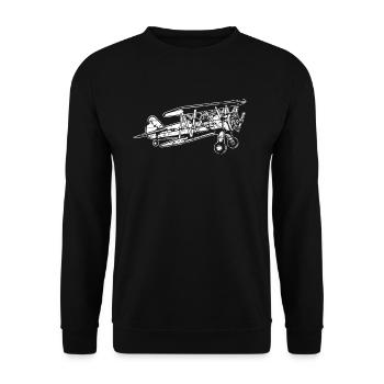 Biplane Airplane Pilot Flight Instructor Gift - Unisex Sweatshirt - black - Front - Alina (178cm) & Michal (187cm)