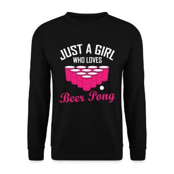 Beer Pong Bier Pong Spruch Geschenk Damen - Unisex Pullover - Schwarz - Vorne - Alina (178cm) & Michal (187cm)