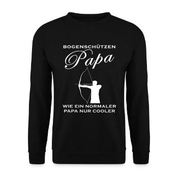 Bogenschießen Bogenschützen Papa Spruch Geschenk - Unisex Pullover - Schwarz - Vorne - Alina (178cm) & Michal (187cm)
