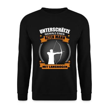 Bogenschießen Alter Mann Spruch Geschenk - Unisex Pullover - Schwarz - Vorne - Alina (178cm) & Michal (187cm)