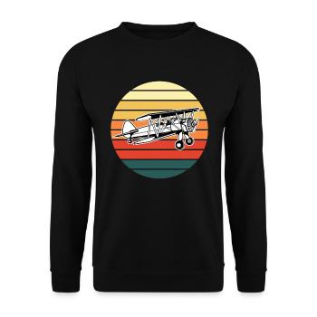 Biplane Airplane Pilot Retro Vintage Gift - Unisex Sweatshirt - black - Front - Alina (178cm) & Michal (187cm)