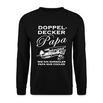 Doppeldecker Papa Spruch Flugzeug Pilot Geschenk - Unisex Pullover - Schwarz - Vorne - Alina (178cm) & Michal (187cm)