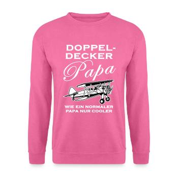Doppeldecker Papa Spruch Flugzeug Pilot Geschenk - Unisex Pullover - Pink - Vorne