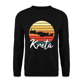 Kreta Insel Karte Urlaub Retro Vintage Geschenk - Unisex Pullover - Schwarz - Vorne - Alina (178cm) & Michal (187cm)