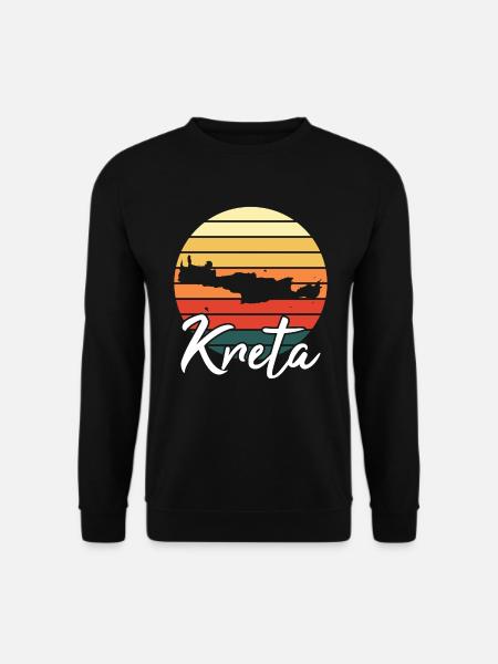 Kreta Insel Karte Urlaub Retro Vintage Geschenk - Unisex Pullover - Schwarz
