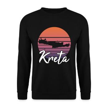 Kreta Insel Karte Urlaub Retro Vintage Geschenk - Unisex Pullover - Schwarz - Vorne - Alina (178cm) & Michal (187cm)