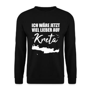 Kreta Lustiger Spruch Griechenland Insel Geschenk - Unisex Pullover - Schwarz - Vorne - Alina (178cm) & Michal (187cm)