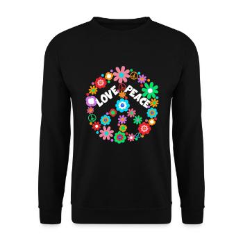 Peace Flowerpower Hippie Love Friedenszeichen - Unisex Pullover - Schwarz - Vorne - Alina (178cm) & Michal (187cm)