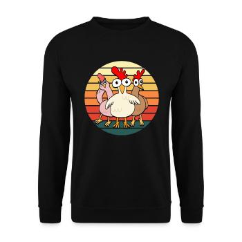 Poulet Chicken Lovers Retro Vintage Cadeau - Sweat-shirt Unisexe - noir - Devant - Alina (178cm) & Michal (187cm)