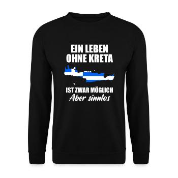 Kreta Lustiger Spruch Griechenland Insel Geschenk - Unisex Pullover - Schwarz - Vorne - Alina (178cm) & Michal (187cm)