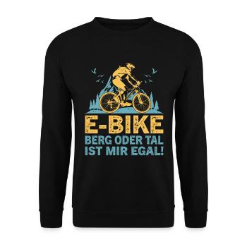 E-BIKE Berg oder Tal ist mir egal Fahrrad Radsport - Unisex Pullover - Schwarz - Vorne - Alina (178cm) & Michal (187cm)