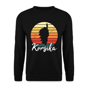 Korsika Insel Frankreich Urlaub Retro Geschenk - Unisex Pullover - Schwarz - Vorne - Alina (178cm) & Michal (187cm)