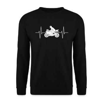 Motorcyclist heartbeat line motorcycle gift - Unisex Sweatshirt - black - Front - Alina (178cm) & Michal (187cm)