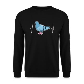 Pigeon heartbeat line pigeon fancier gift - Sweat-shirt Unisexe - noir - Devant - Alina (178cm) & Michal (187cm)