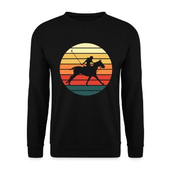 Polo Sport Reiterin Retro Vintage Geschenk - Unisex Pullover - Schwarz - Vorne - Alina (178cm) & Michal (187cm)