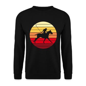 Polo Sport Reiterin Retro Vintage Geschenk - Unisex Pullover - Schwarz - Vorne - Alina (178cm) & Michal (187cm)