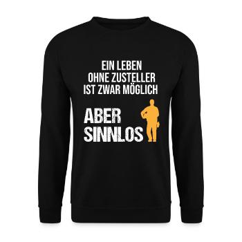 Postbote Zusteller Spruch Briefträger Geschenk - Unisex Pullover - Schwarz - Vorne - Alina (178cm) & Michal (187cm)