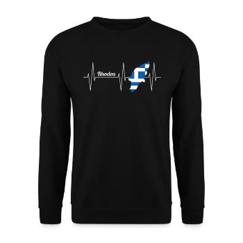 Rhodos Insel EKG Linie Griechenland Geschenk - Unisex Pullover - Schwarz - Vorne - Alina (178cm) & Michal (187cm)