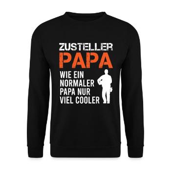 Zusteller Papa Postbote Briefträger Geschenk - Unisex Pullover - Schwarz - Vorne - Alina (178cm) & Michal (187cm)