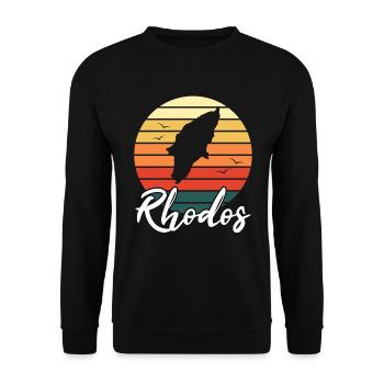 Rhodes Island Carte Grèce Retro Cadeau - Sweat-shirt Unisexe - noir - Devant - Alina (178cm) & Michal (187cm)