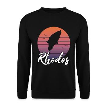 Rhodes Island Carte Grèce Retro Cadeau - Sweat-shirt Unisexe - noir - Devant - Alina (178cm) & Michal (187cm)